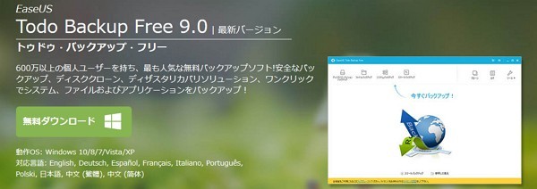 Easeus Todo Backup Free:HDDやSSDを簡単コピー
