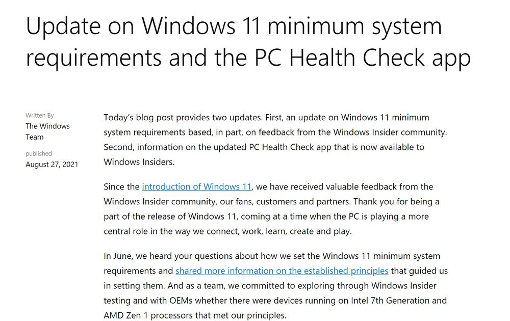 Microsoftが「Windows 11」にアップデートできるシステム要件を緩和も第1世代Ryzenは引き続き非対応。手動なら古いPCにインストール可能もサポートは無し?