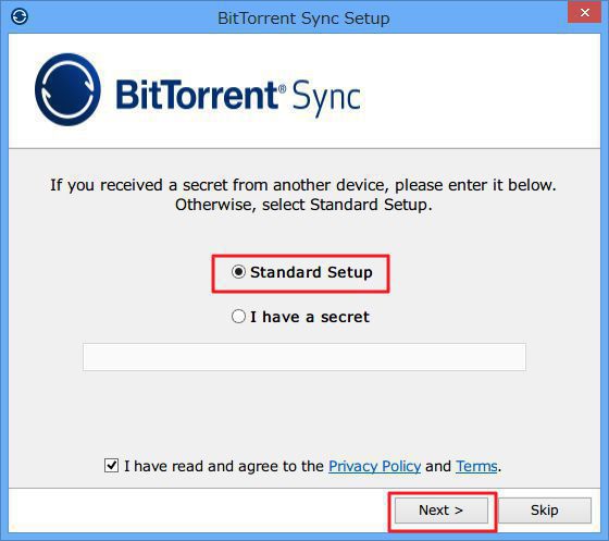 BitTorrent Syncのインストール方法