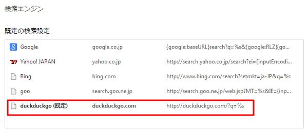 duckduckgoを既定の検索エンジンに置き換える方法