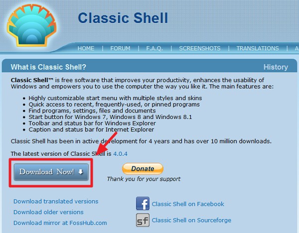 「Classic Shell」のインストール方法