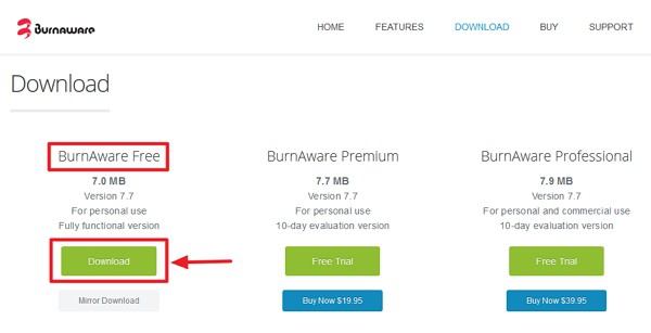 「BurnAware Free」のインストール方法