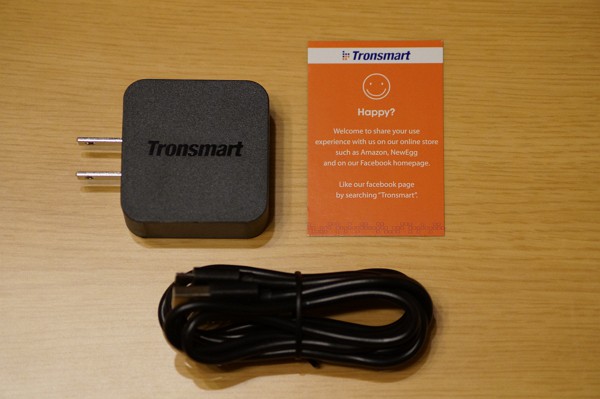 「Tronsmart Quick Charge 3.0 USB 急速充電器」のセット内容