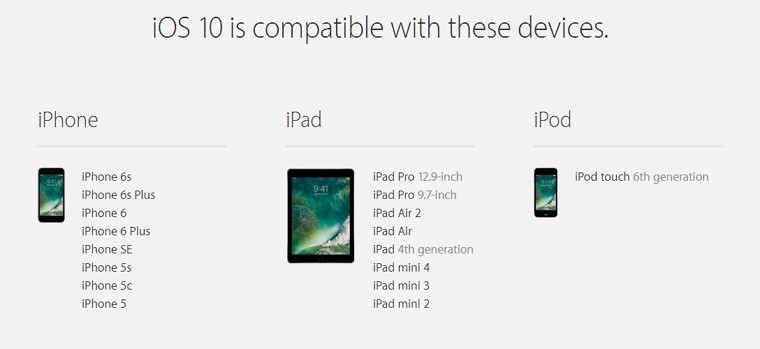 iPhone, iPad：iOS 10対応端末一覧