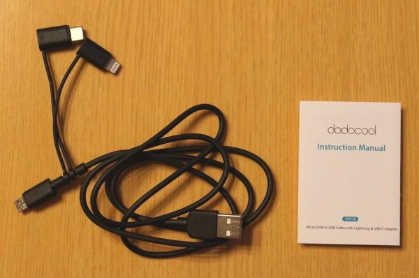 「dodocool MFi認定 3in1 Lightning+Type-C+Mirco USB充電ケーブル 1m」のセット内容