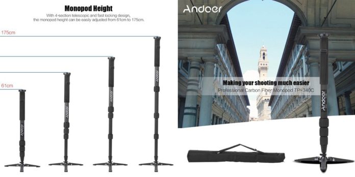 andoer-camera-single-leg-tp-340c-review 【レビュー】カーボン製で軽くて強い!「Andoer カメラ一脚」はΦ34mmのしっかりしたパイプ径とミニ三脚付きでコスパ抜群!