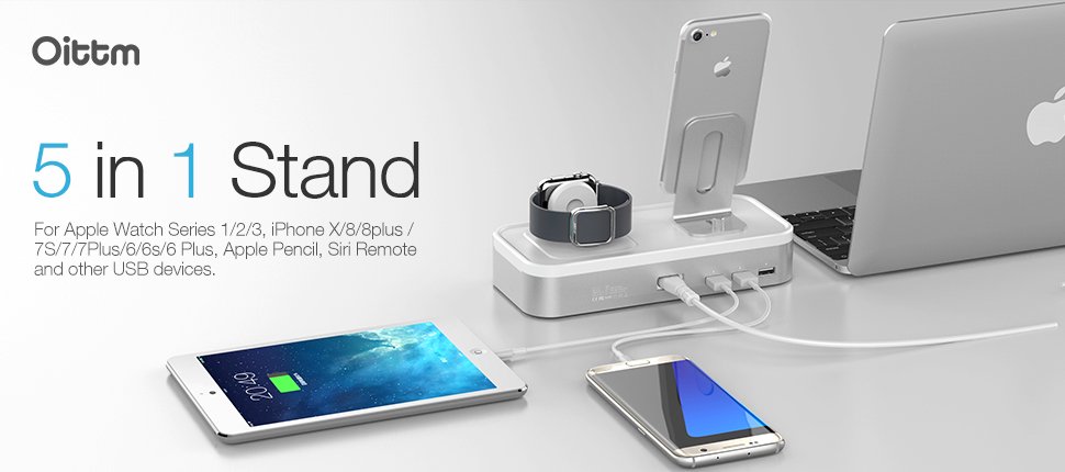 【レビュー】iPhone & Apple Watchユーザーにおすすめ！「Oittm Apple Watch/iPhone/iPad対応 多機能充電スタンド」はデスク周りがスッキリしていい感じ！