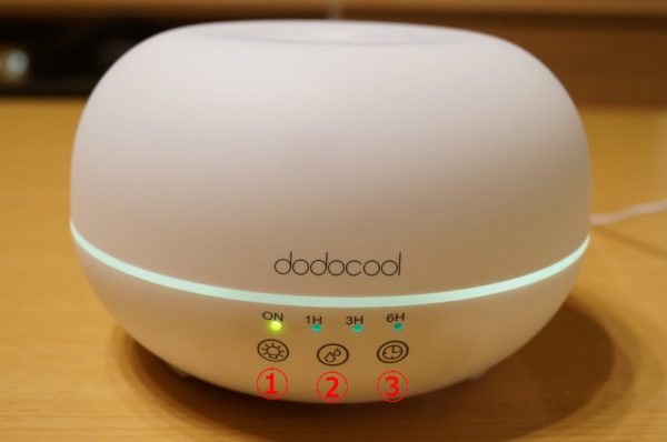 「dodocool 超音波式加湿器 300ml 7色LEDライト付き DA54」の基本的な操作方法