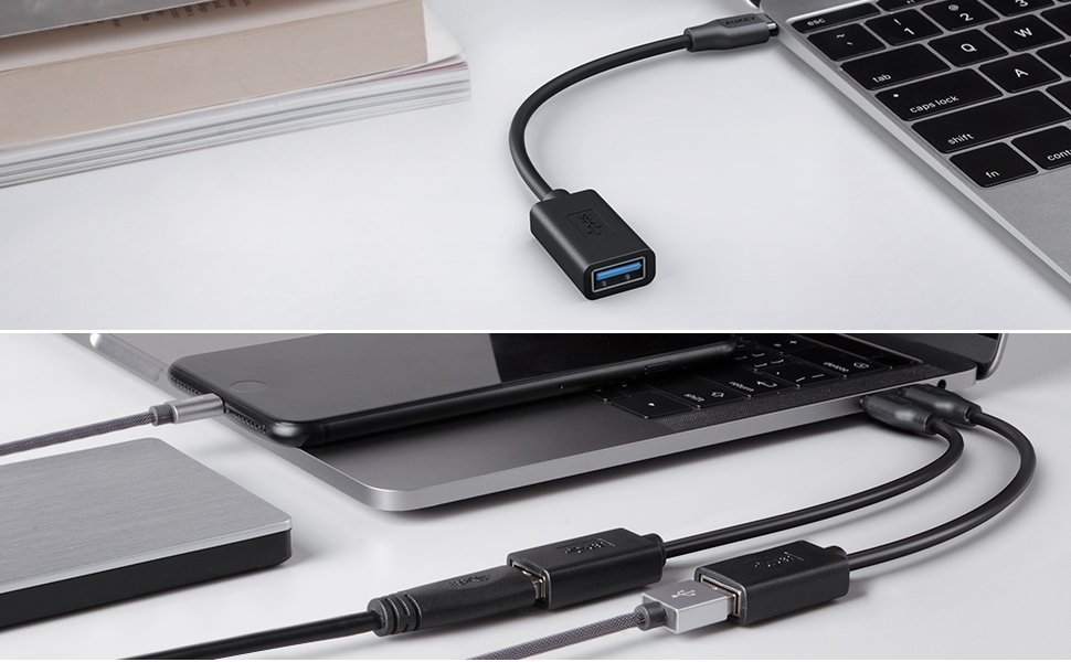 【レビュー】「AUKEY USB C 変換コネクタ Type C to USB 3.0 OTGケーブル (2本セット)」はOTG（USBホスト）機能を搭載した便利なUSB変換コネクタ！