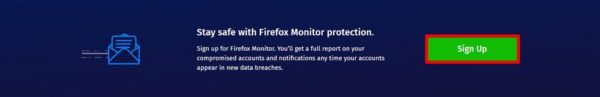 Firefox Monitor：サインアップしておけば今後漏洩があった際にアラートが届きます。