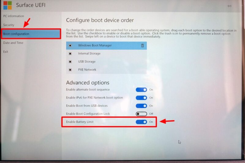 Surface Pro 8：バッテリーの過充電防止機能【バッテリー制限】をオンにする方法