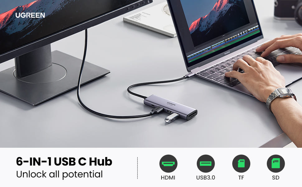 UGREEN 6-IN-1 USB Cハブ レビュー：4K@60Hz HDMI出力や100W PD、USB-Aポート×2、SD/MicroSD対応で USB-Cポートしかないパソコンに最適！ - enjoypclife.net