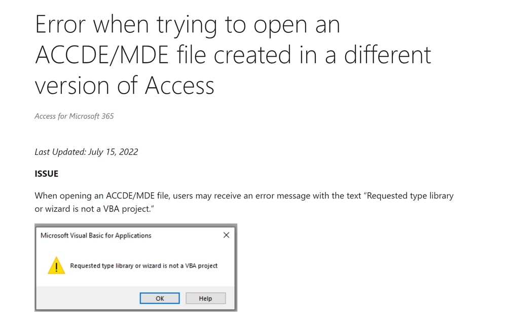 2022年7月の月例パッチ適用後「Microsoft Access」でファイルが開けずアプリが強制終了する不具合が発生中