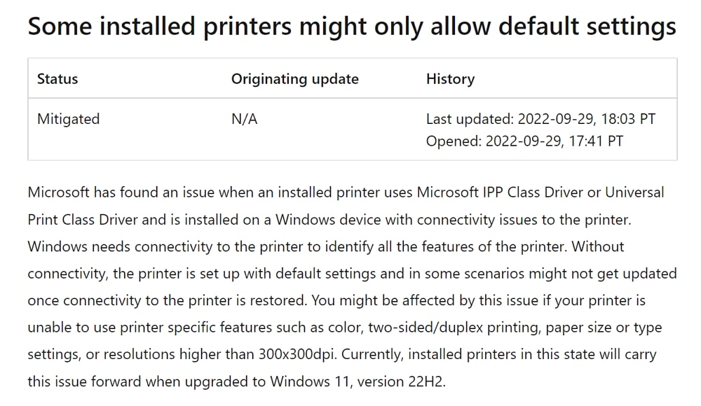 【修正済み】Windows 11 22H2にプリンター関連の不具合が発覚、影響を受けるデバイスへのアップグレードは保留中