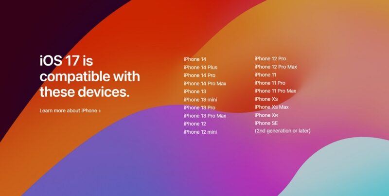 iOS17にアップデート可能なiPhone対応機種一覧