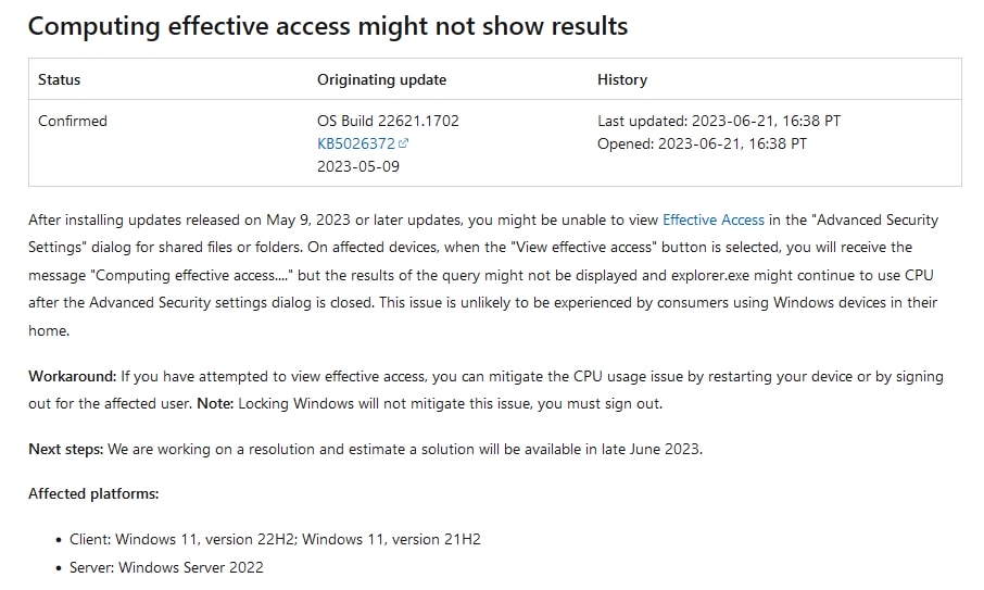 Windows 11/Server 2022でファイルエクスプローラーのCPU使用率が高くなる不具合が一部環境で発生中