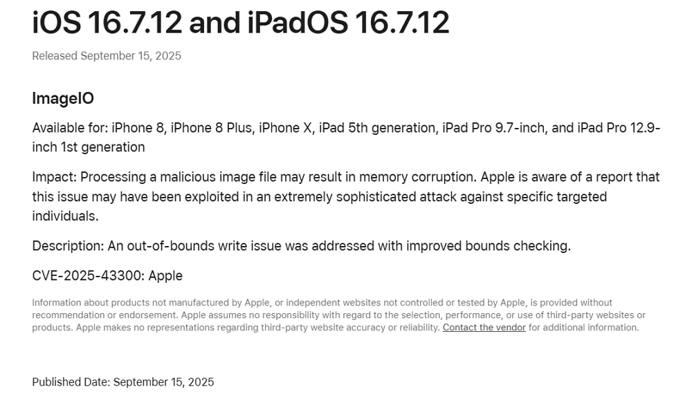 Appleが旧モデル向けにiOS 16.7.12およびiOS15.8.5をリリース！全ユーザーに推奨！重要なセキュリティ修正が含まれるので早急に適用を！