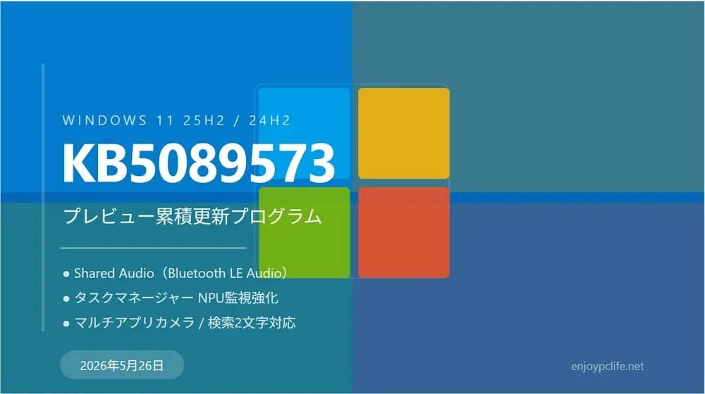 Windows 11 24H2/25H2 オプションパッチ「KB5089573」公開：新機能と修正内容の詳細